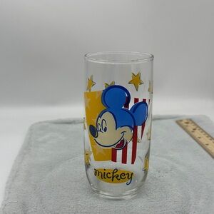 Vintage Disney Mickey Mouse Collectible Drinking Glass-Yellow & Blue Stars ⭐️